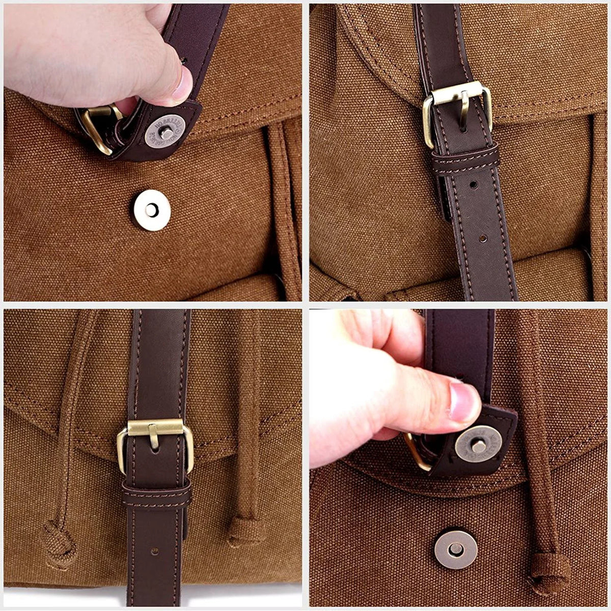 Men’s Canvas Backpack - Vintage Buckle Flap Rucksack