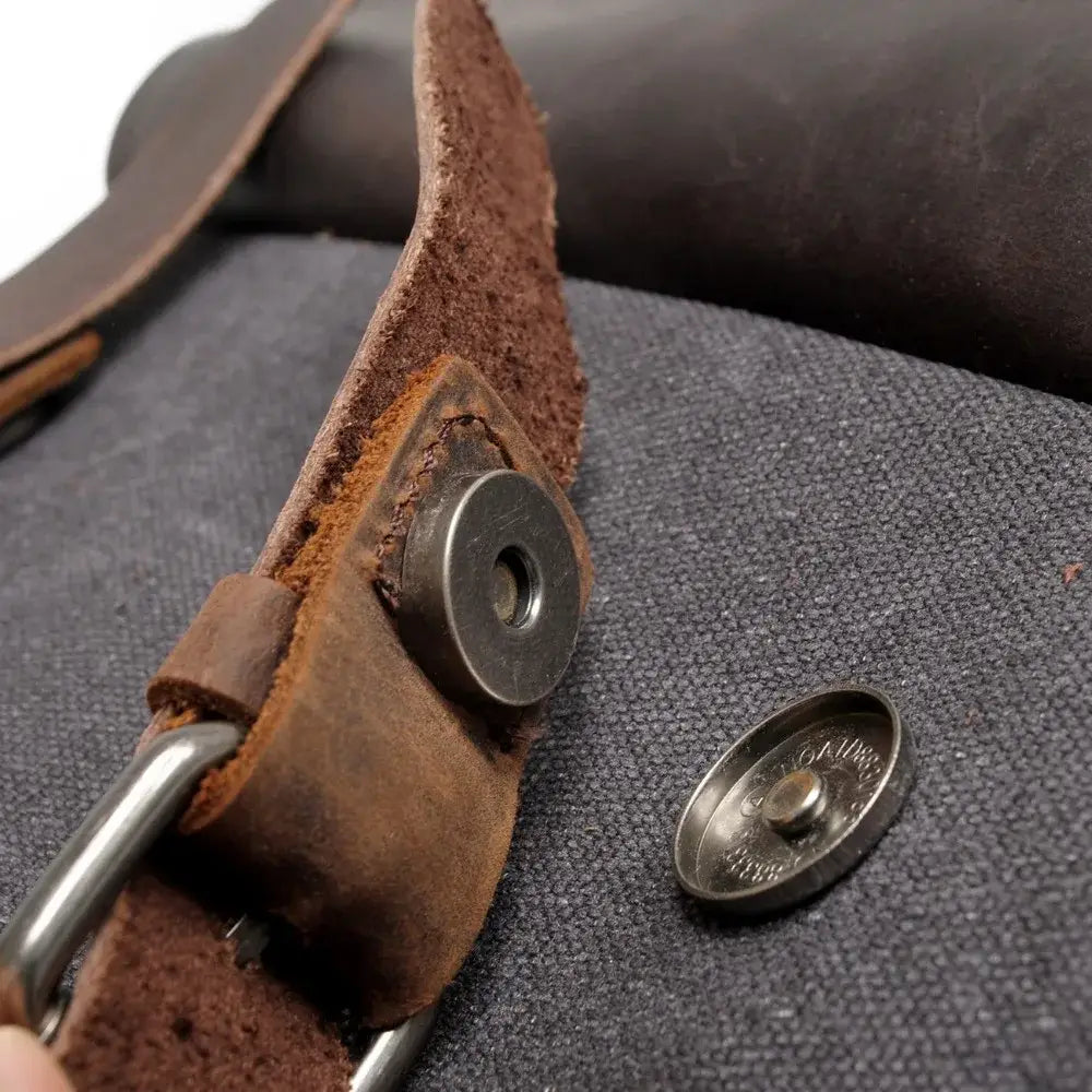Men’s Canvas Backpack – Vintage Leather Flap Daypack