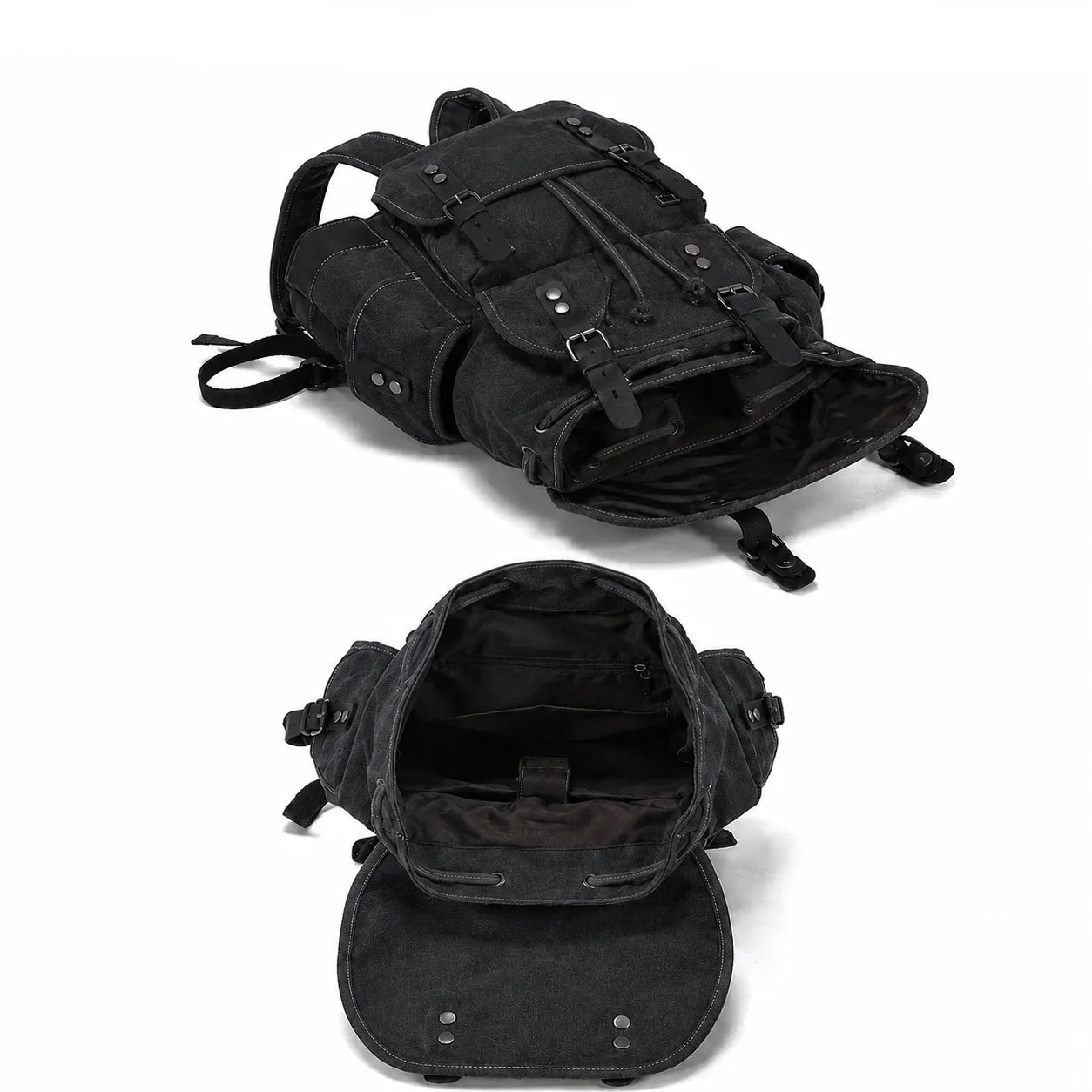 Men’s Canvas Backpack - Vintage Leather Trim Rucksack