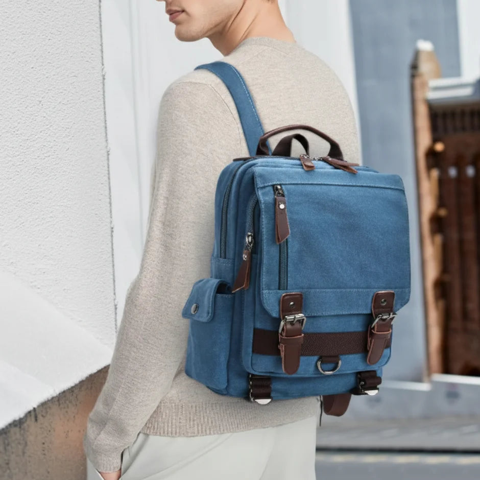 Men’s Canvas Backpack - Vintage Multi-Carry Rucksack