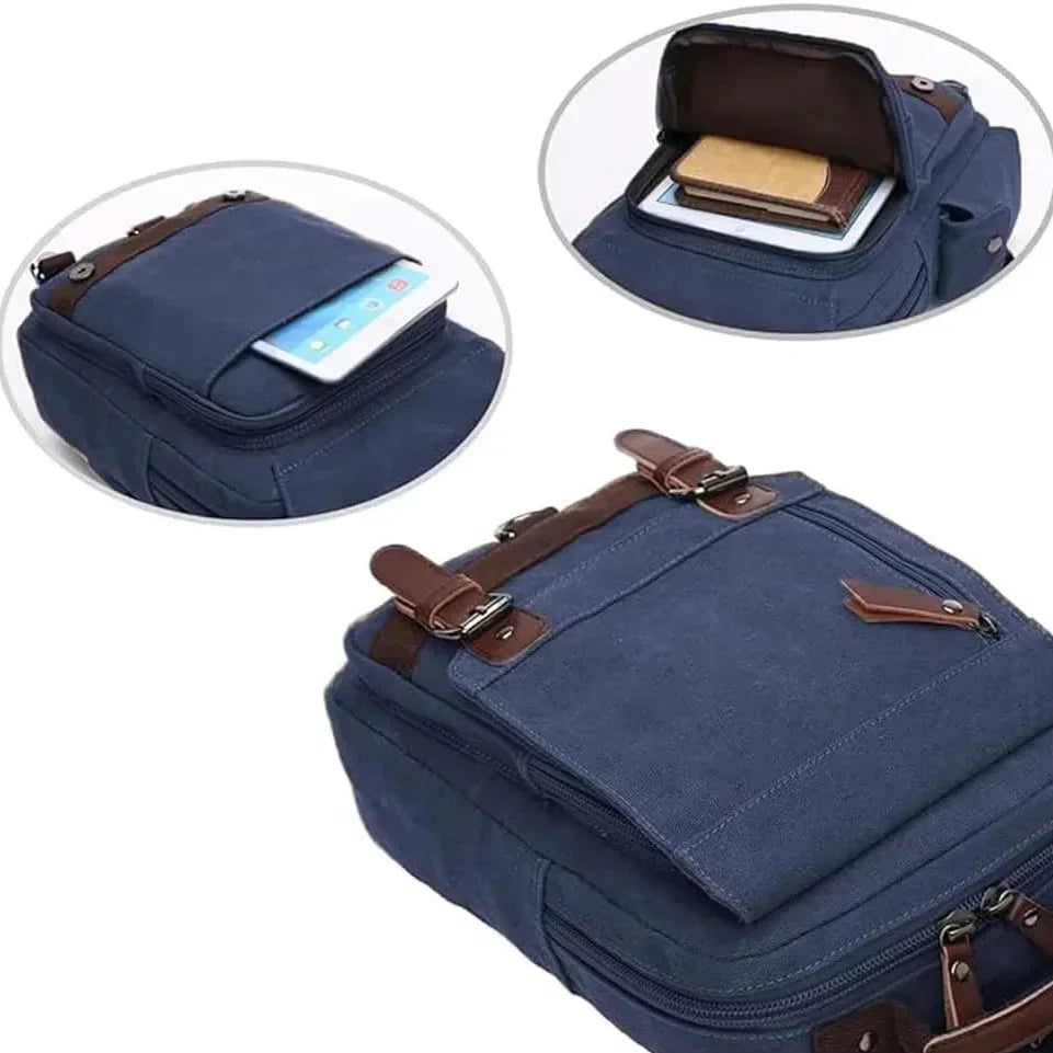 Men’s Canvas Backpack - Vintage Multi-Carry Rucksack