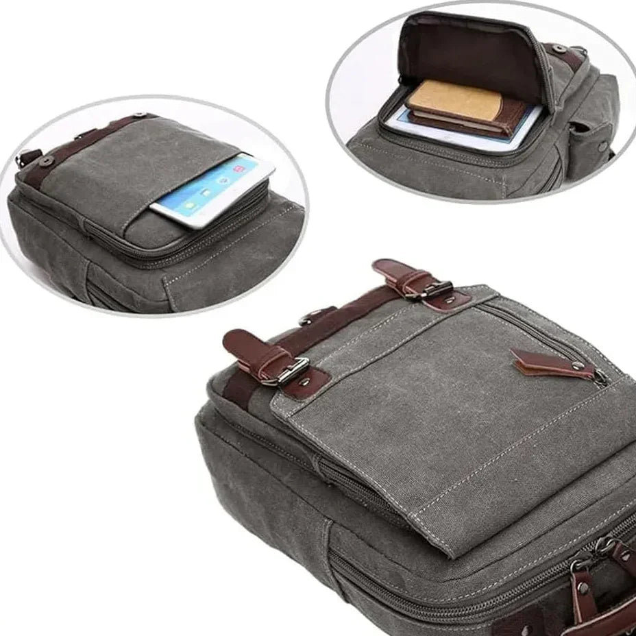 Men’s Canvas Backpack - Vintage Multi-Carry Rucksack