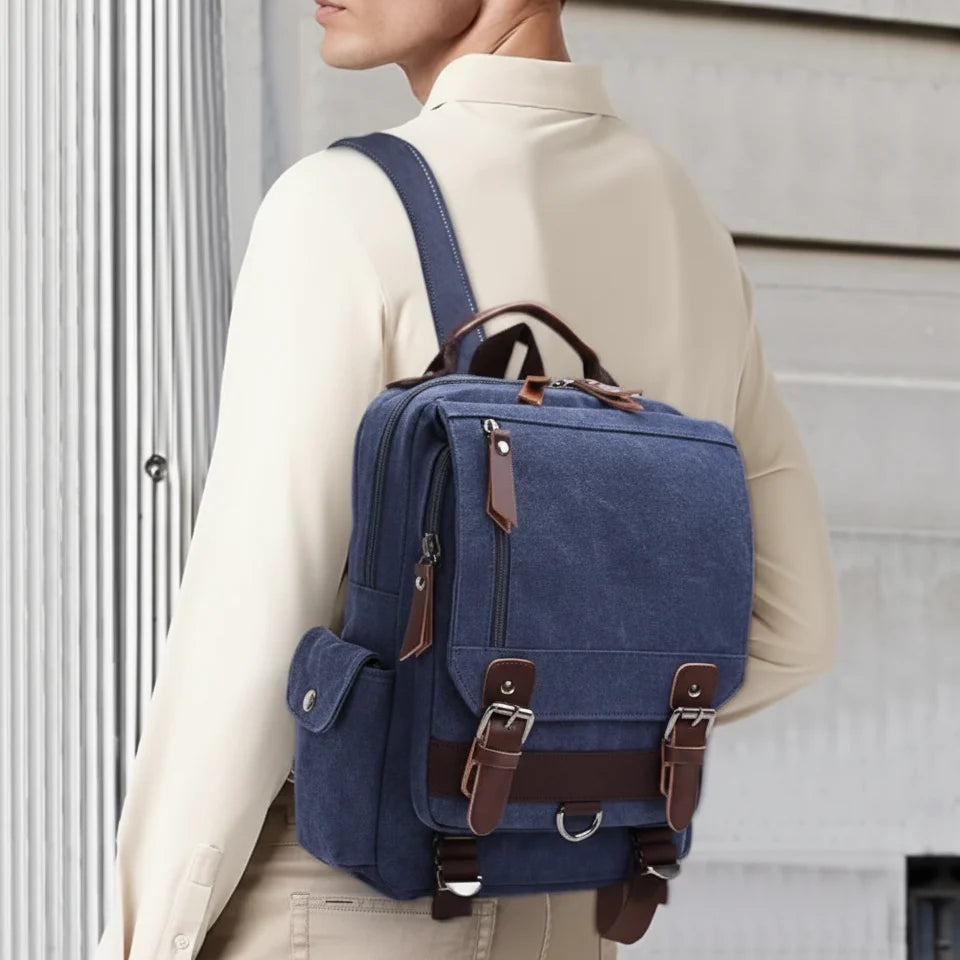 Men’s Canvas Backpack - Vintage Multi-Carry Rucksack