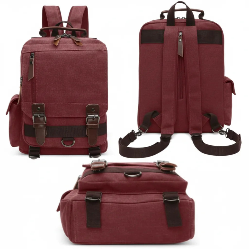 Men’s Canvas Backpack - Vintage Multi-Carry Rucksack