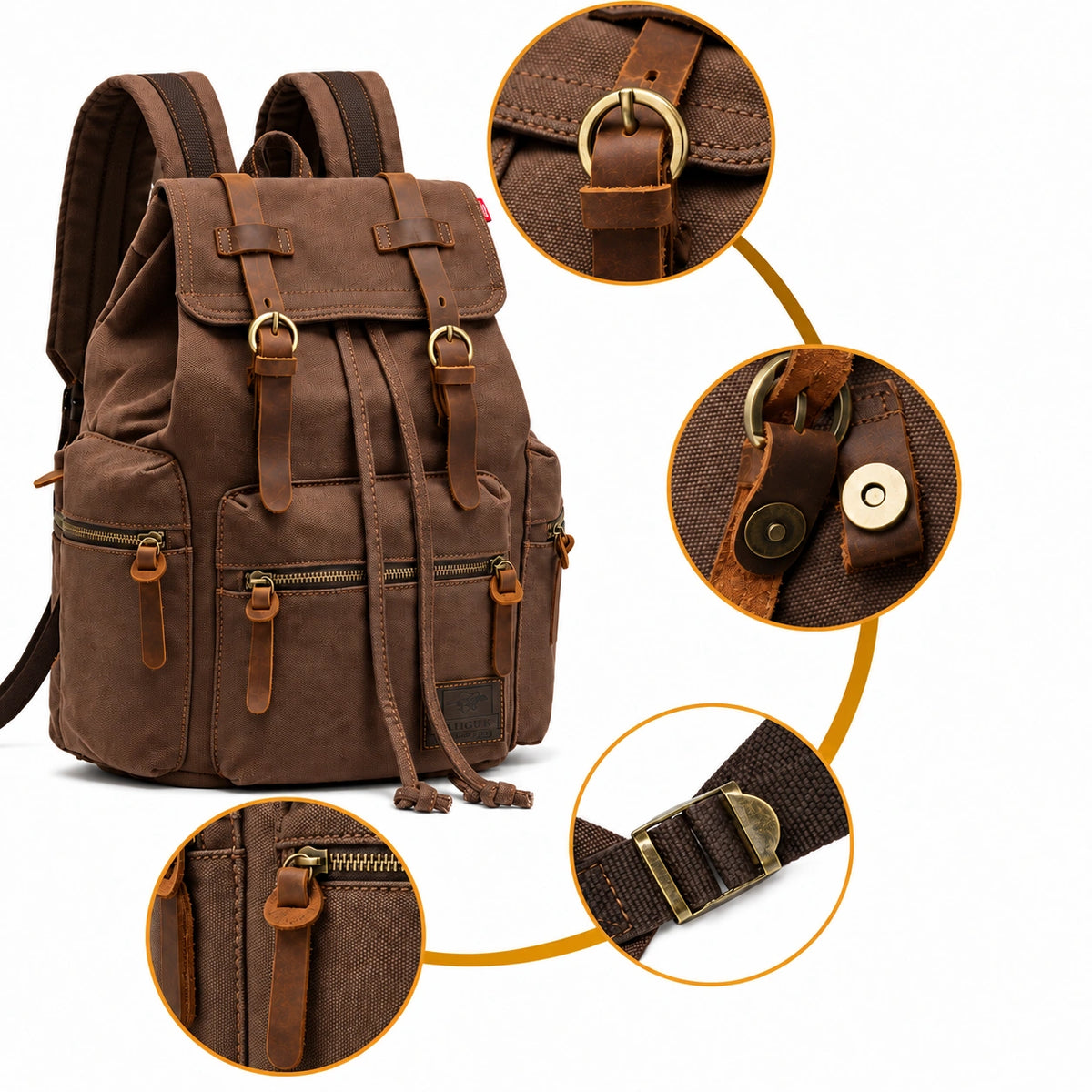Men’s Canvas Backpack – Vintage Rucksack with Laptop Sleeve