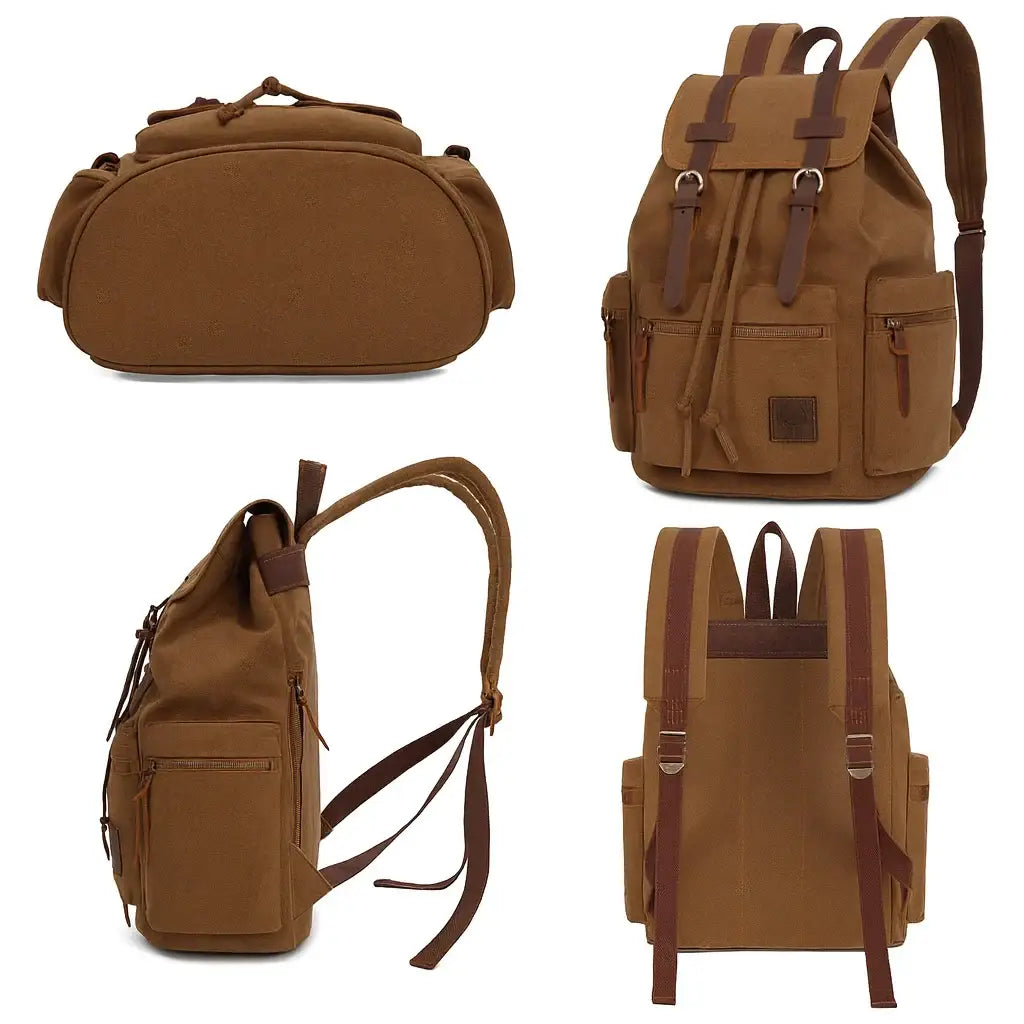Men’s Canvas Backpack – Vintage Rucksack with Laptop Sleeve