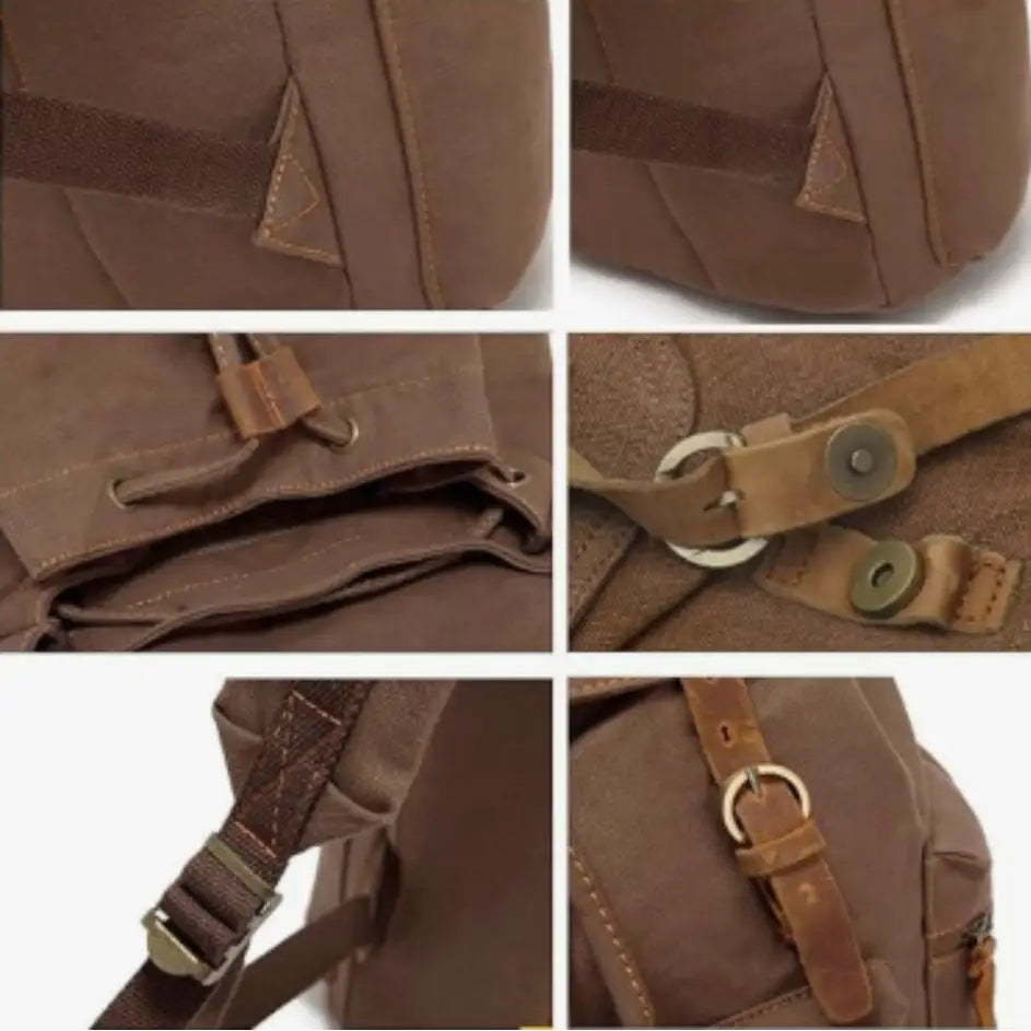 Men’s Canvas Backpack – Vintage Rucksack with Laptop Sleeve