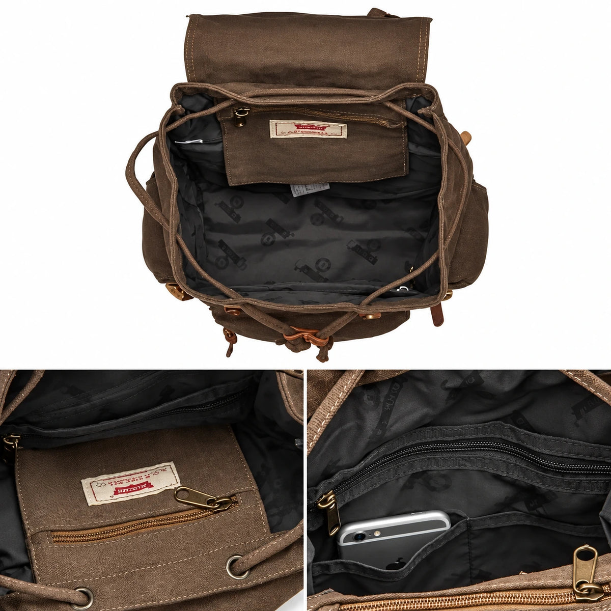 Men’s Canvas Backpack – Vintage Rucksack with Laptop Sleeve