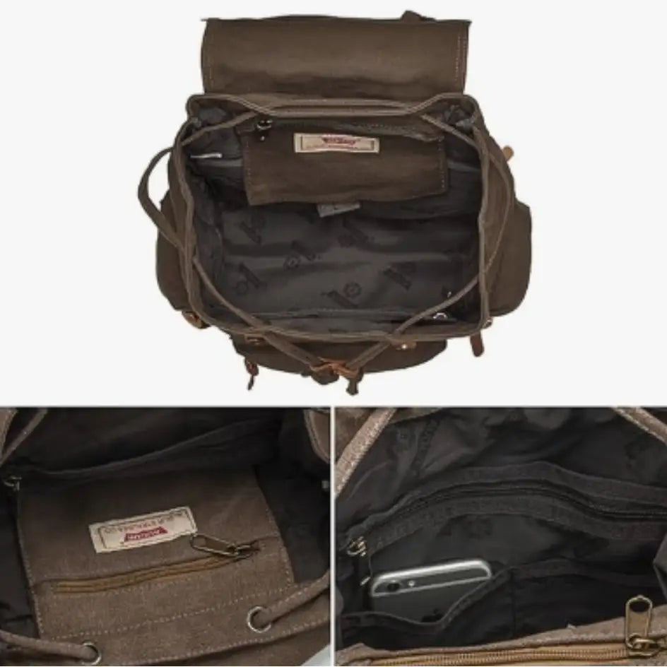Men’s Canvas Backpack – Vintage Rucksack with Laptop Sleeve
