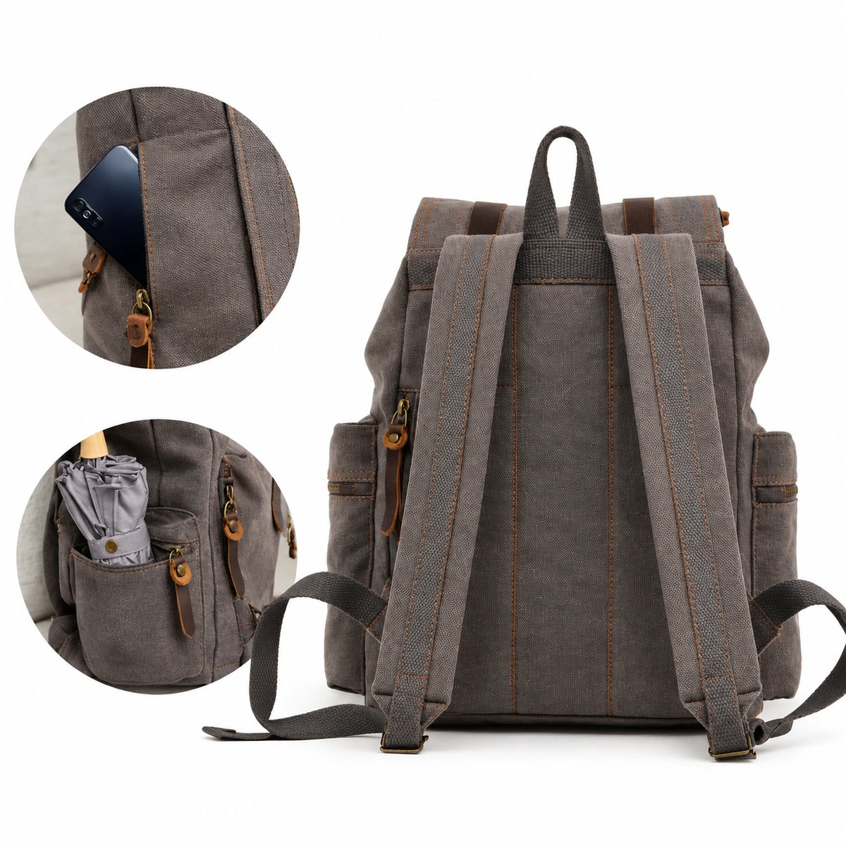 Men’s Canvas Backpack – Vintage Rucksack with Laptop Sleeve
