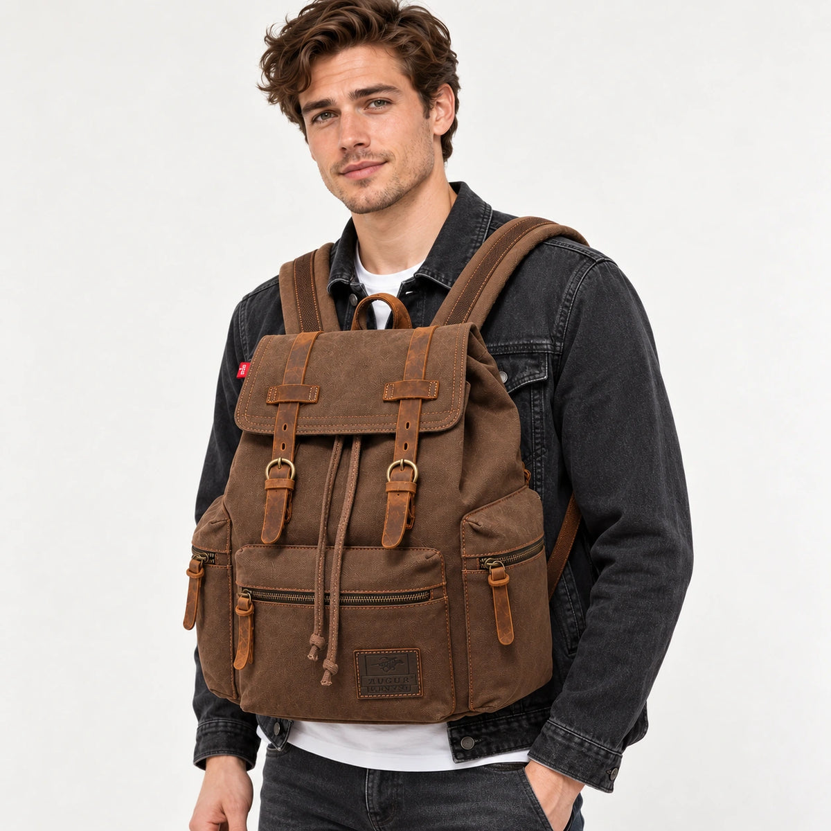 Men’s Canvas Backpack – Vintage Rucksack with Laptop Sleeve