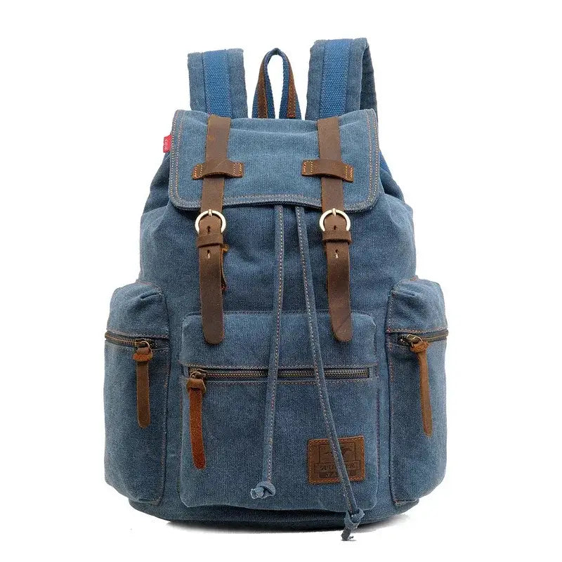 Men’s Canvas Backpack – Vintage Rucksack with Laptop Sleeve - Blue