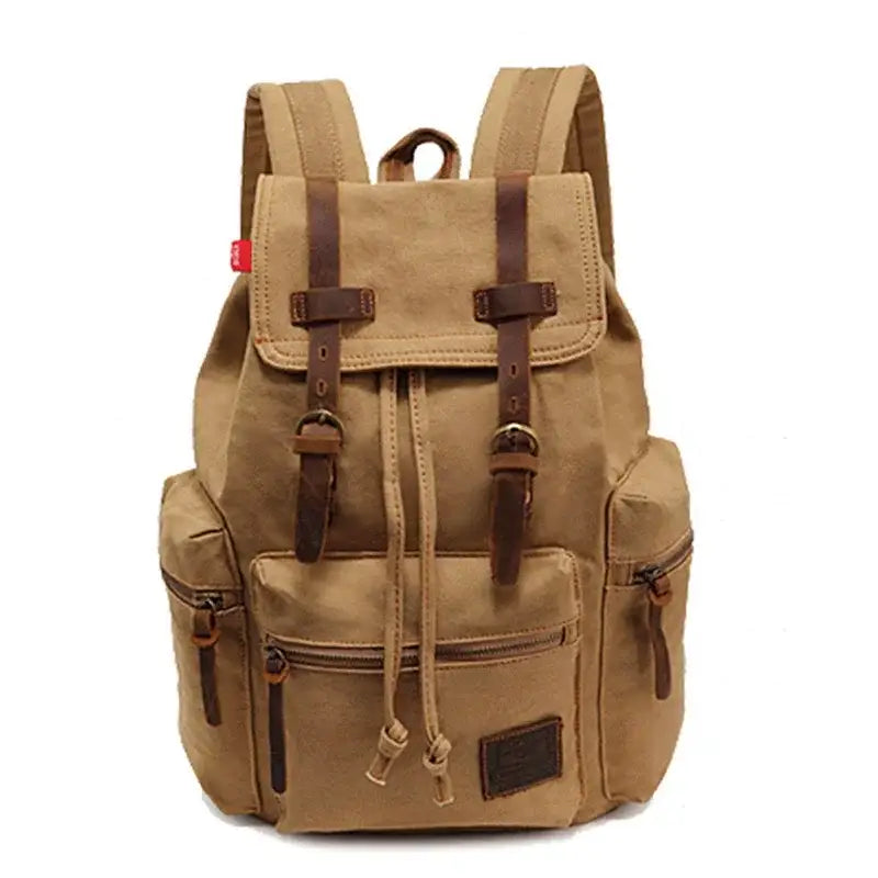 Men’s Canvas Backpack – Vintage Rucksack with Laptop Sleeve - Camel