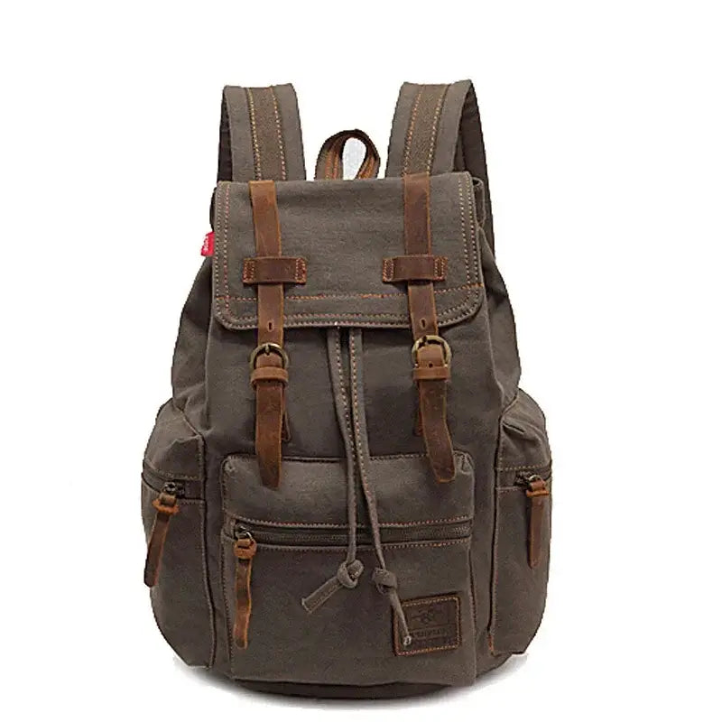 Men’s Canvas Backpack – Vintage Rucksack with Laptop Sleeve - Dark brown