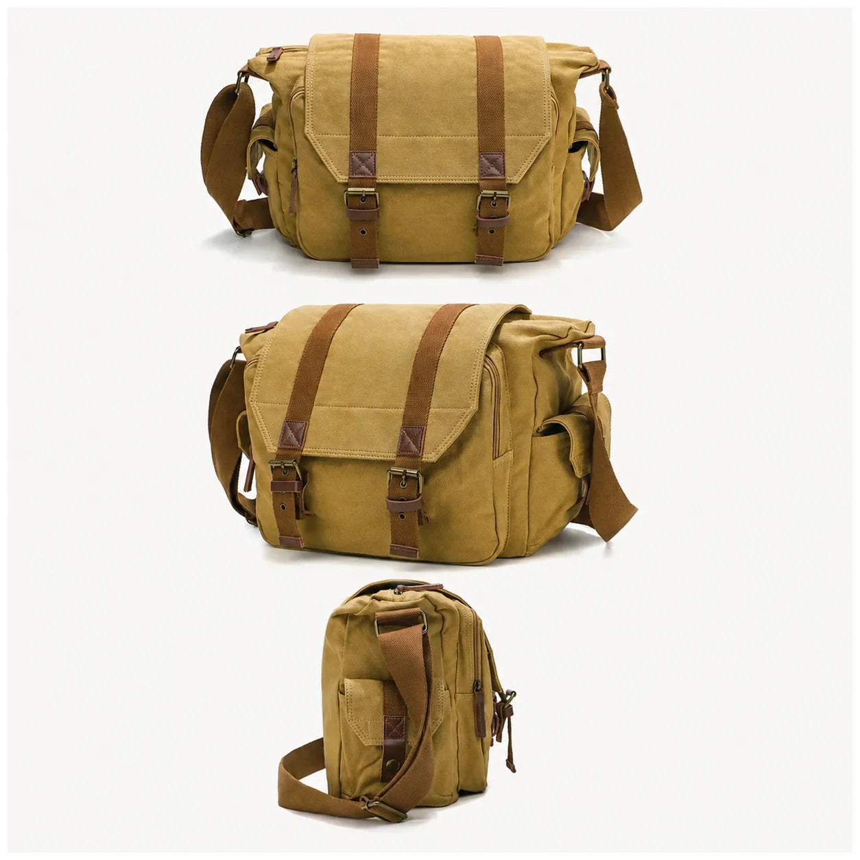 Men’s Canvas Camera Messenger Bag - Removable Insert