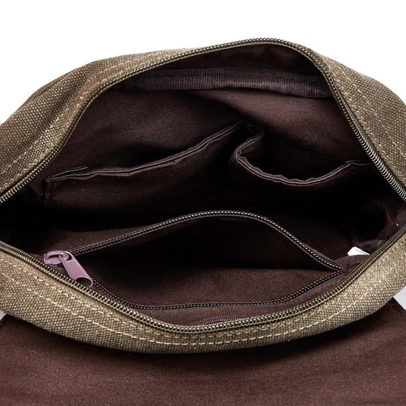 Men’s Canvas Crossbody Bag - Adjustable Strap Shoulder Bag