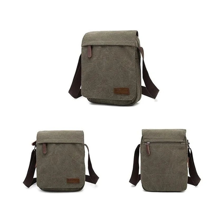 Men’s Canvas Crossbody Bag - Adjustable Strap Shoulder Bag