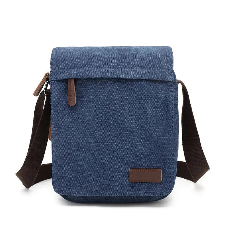 Men’s Canvas Crossbody Bag - Adjustable Strap Shoulder Bag - Navy