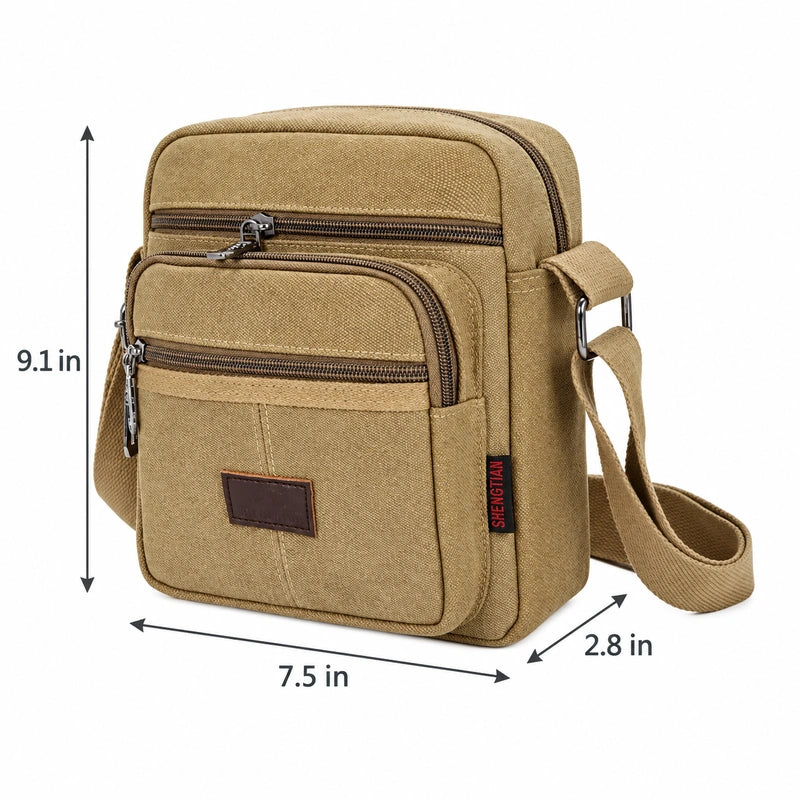 Men’s Canvas Crossbody Bag – Compact Everyday Shoulder Bag