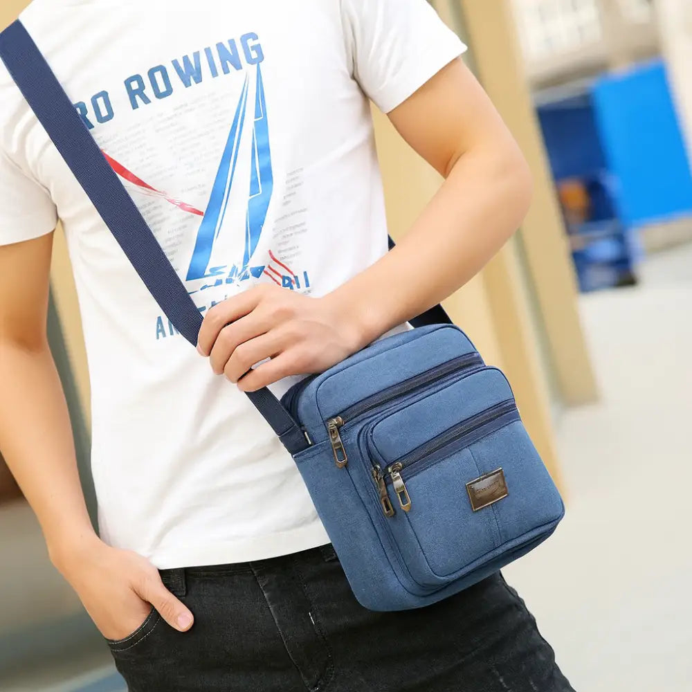 Men’s Canvas Crossbody Bag – Compact Everyday Shoulder Bag