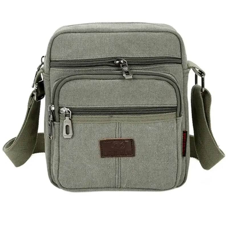 Men’s Canvas Crossbody Bag – Compact Everyday Shoulder Bag - Sauge