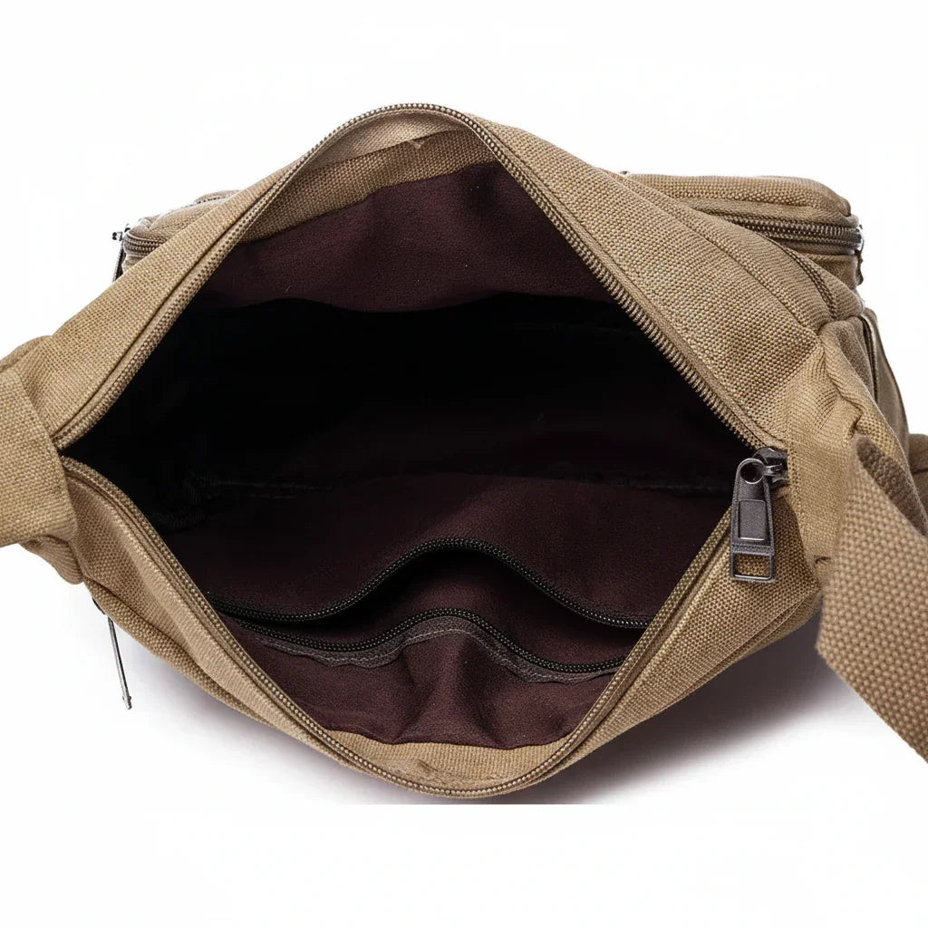 Men’s Canvas Crossbody Bag - Multi-Pocket Shoulder Bag