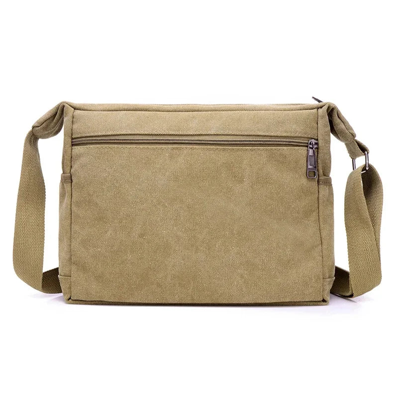 Men’s Canvas Crossbody Bag - Multi-Pocket Shoulder Bag