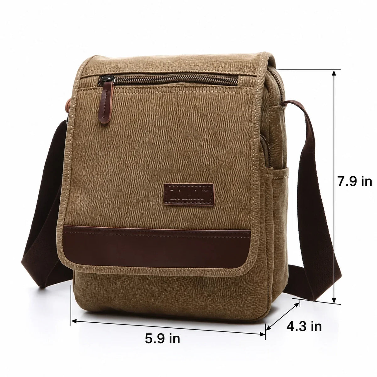 Men’s Canvas Crossbody Bag with Flap – Vintage Everyday Shoulder Bag