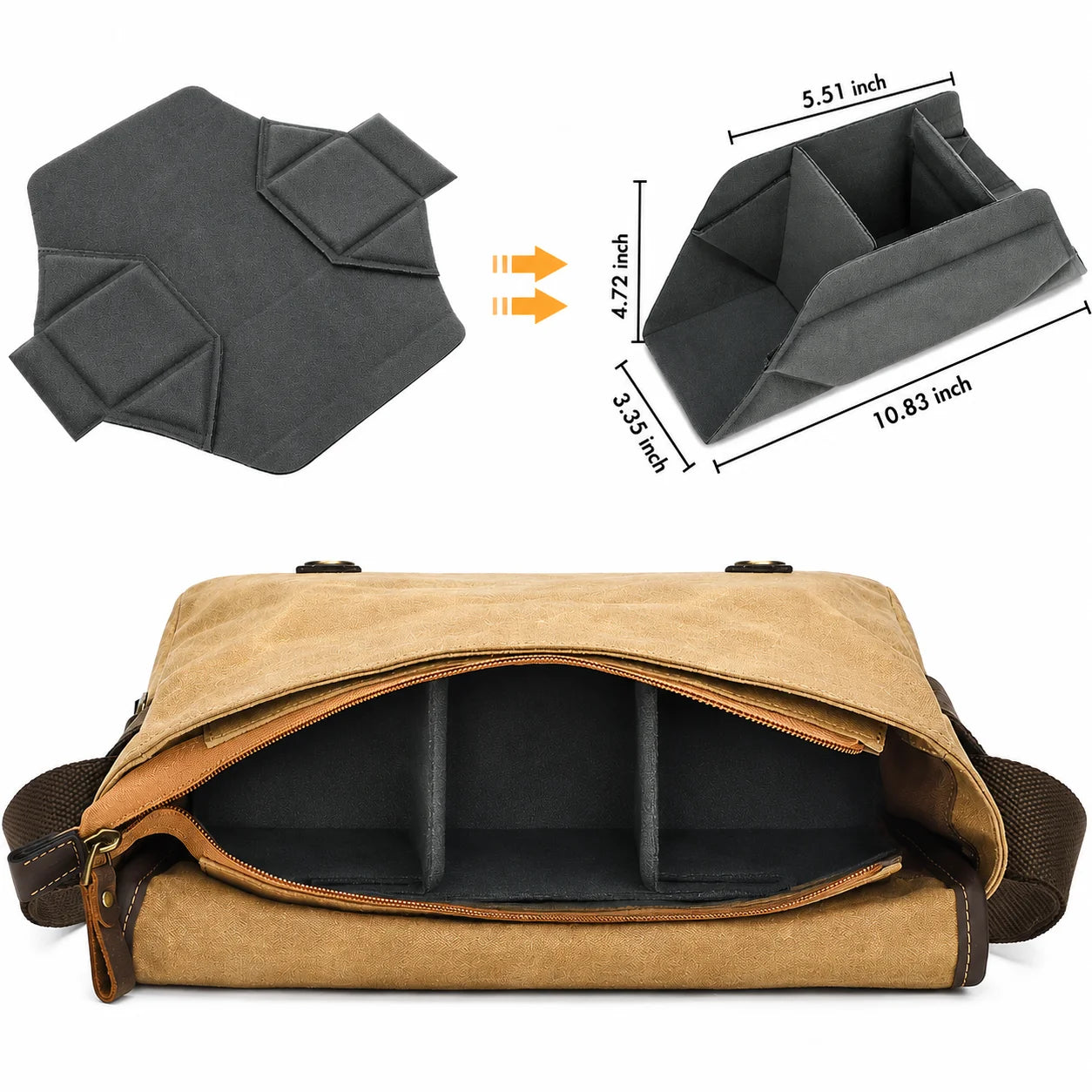 Men’s Canvas DSLR Camera Bag - Padded Lens Compartment