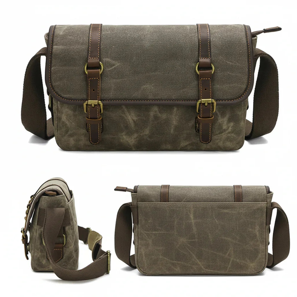 Men’s Canvas DSLR Camera Bag - Padded Lens Compartment