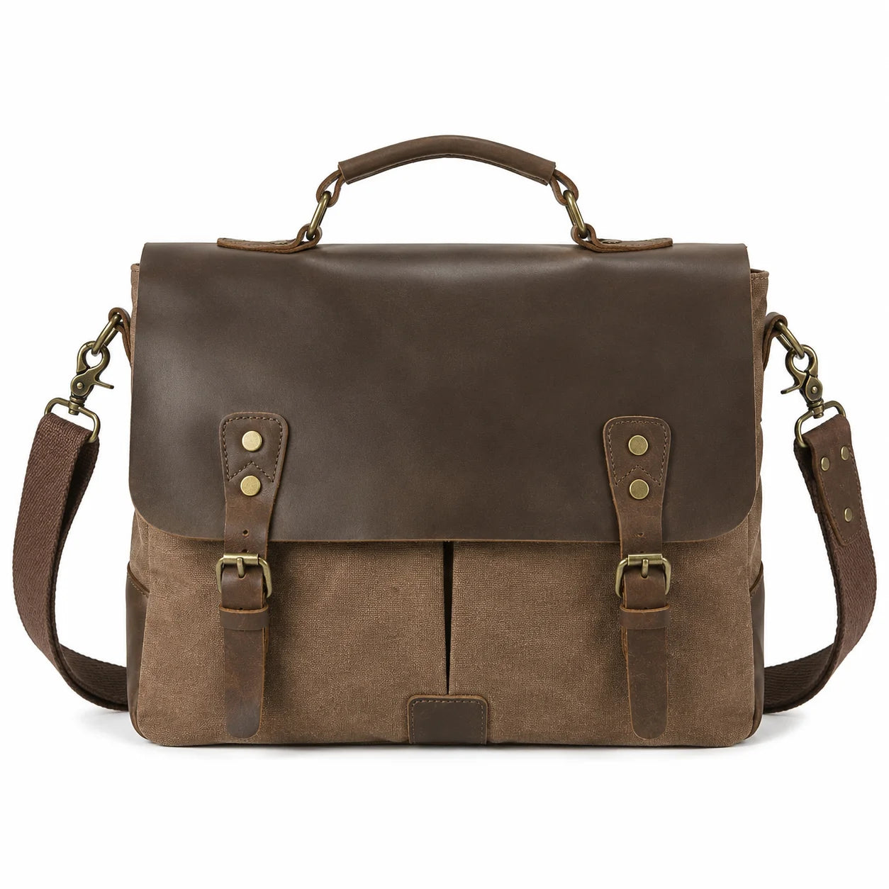 Men’s Canvas Leather Messenger Bag – Crazy Horse Business Bag