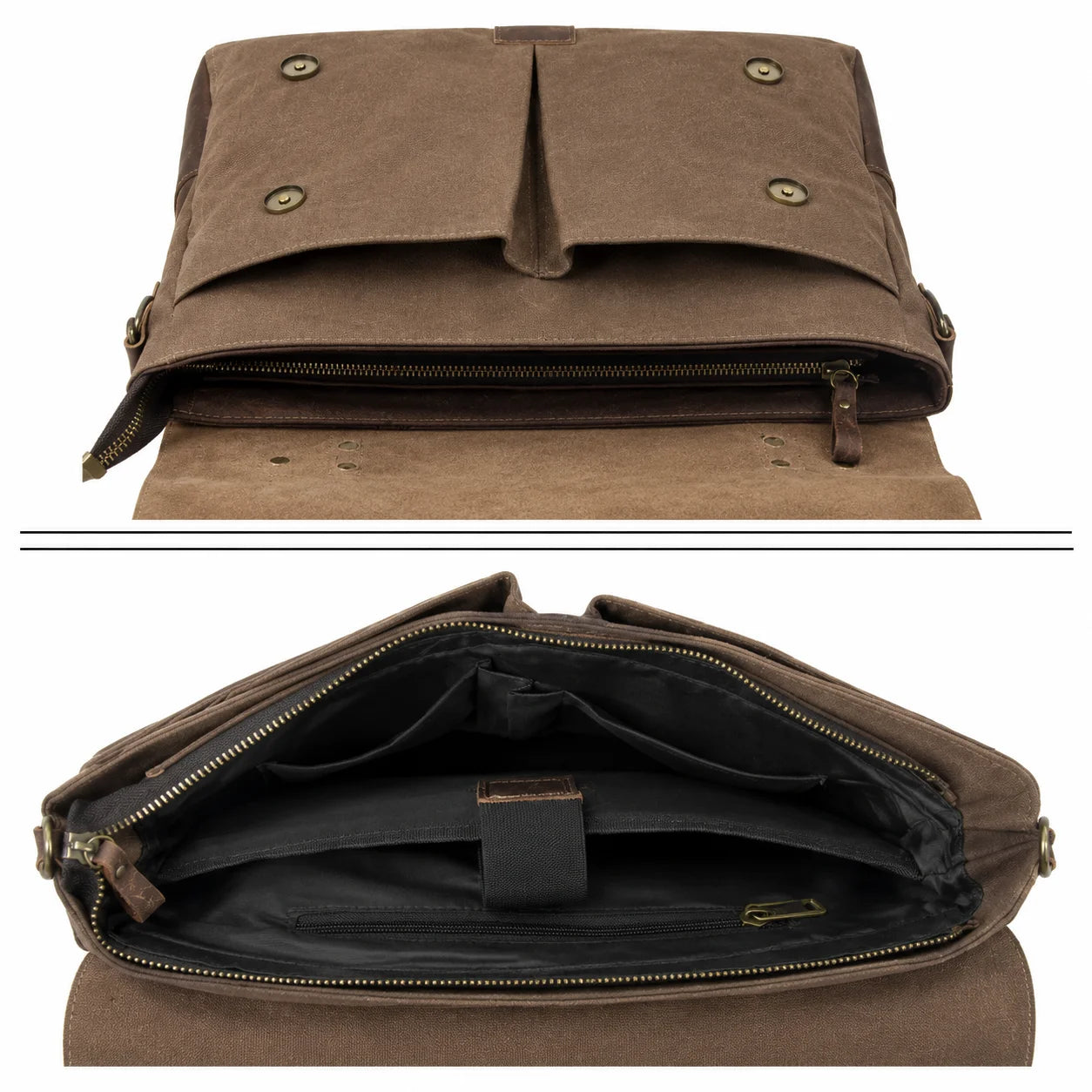 Men’s Canvas Leather Messenger Bag – Crazy Horse Business Bag