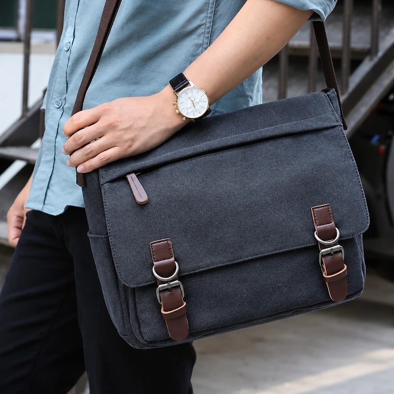 Men’s Canvas Messenger Bag – 15 Inch Laptop Work & Daily Carry Bag