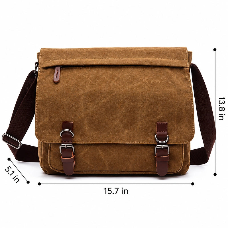Men’s Canvas Messenger Bag – 15 Inch Laptop Work & Daily Carry Bag