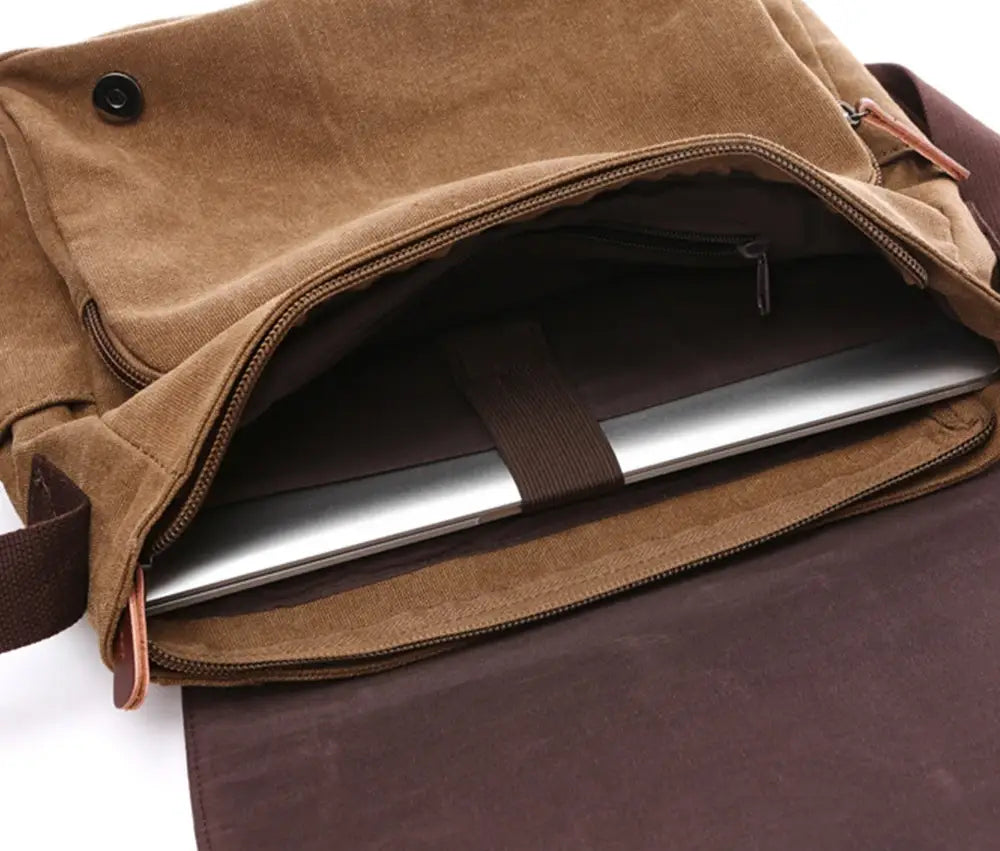 Men’s Canvas Messenger Bag – 15 Inch Laptop Work & Daily Carry Bag