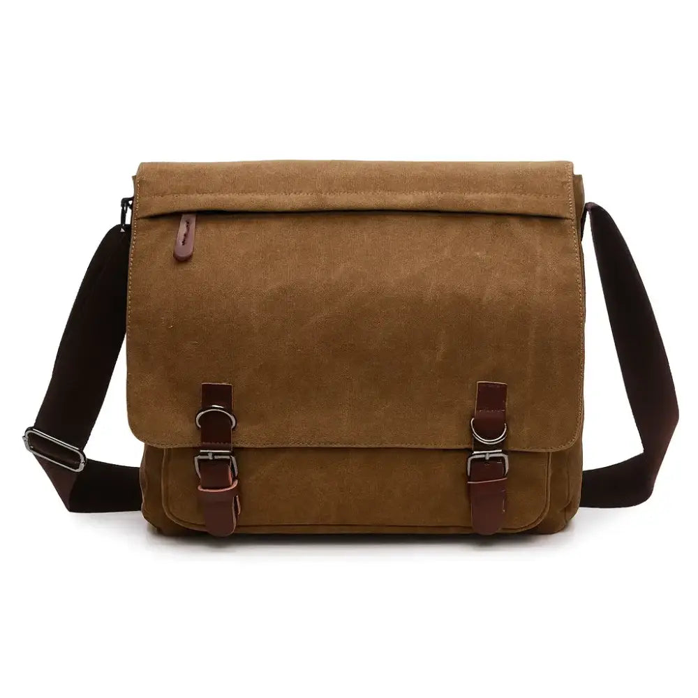 Men’s Canvas Messenger Bag – 15 Inch Work & Daily Carry Bag - Brown