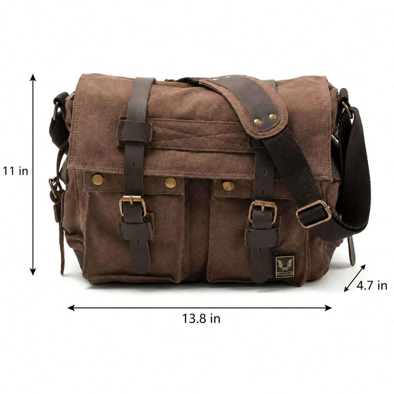 Men’s Canvas Messenger Bag - Crazy Horse Leather Trim