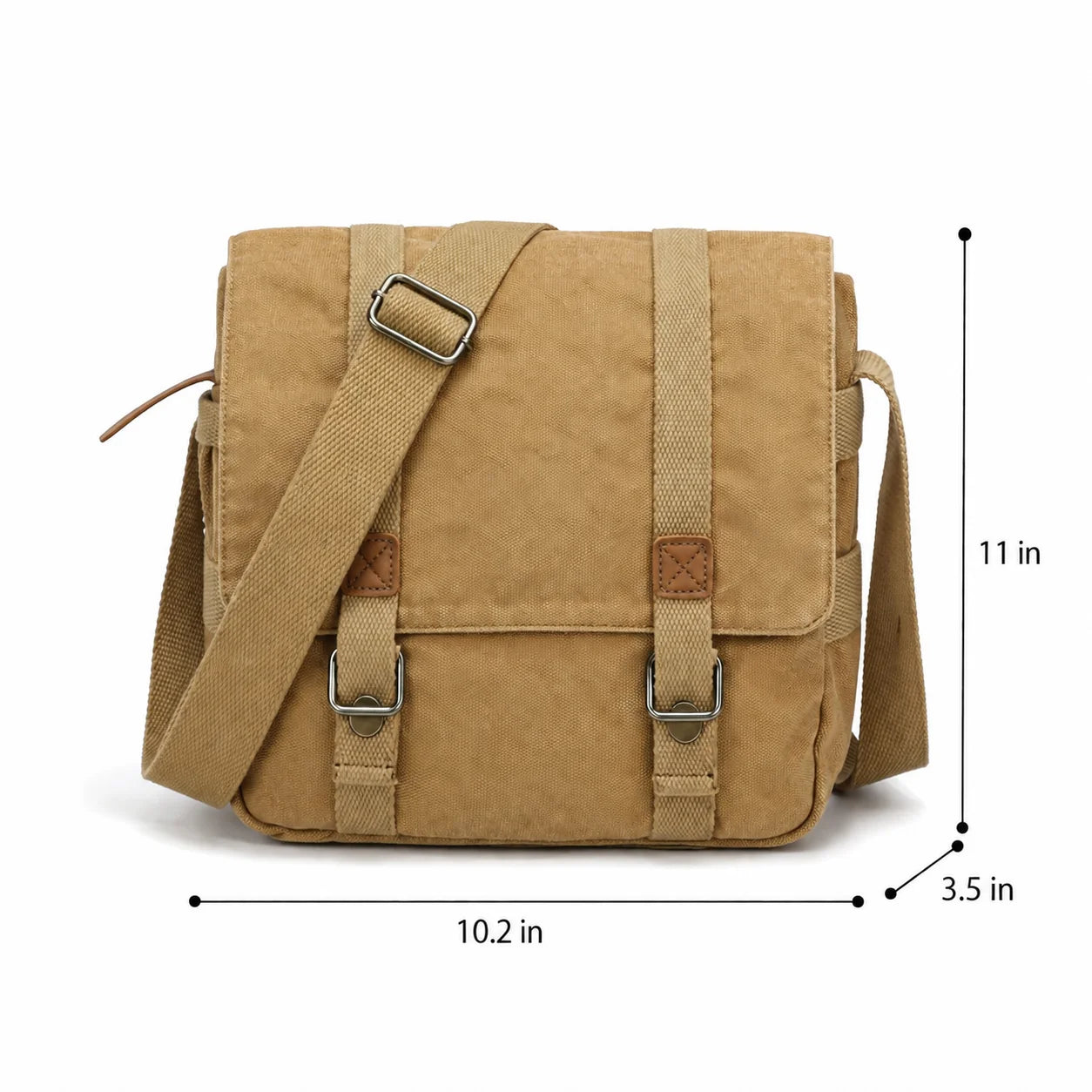 Men’s Canvas Messenger Bag - Double Buckle Flap Design