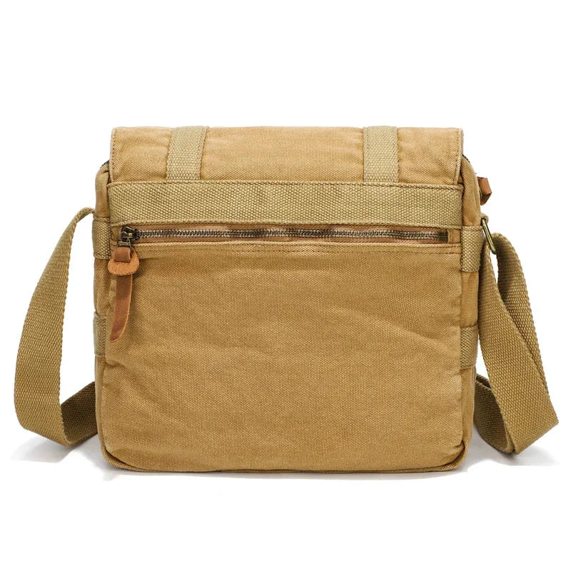 Men’s Canvas Messenger Bag - Double Buckle Flap Design