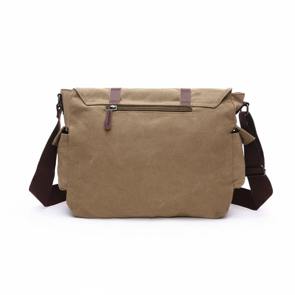 Men’s Canvas Messenger Bag - Dual Buckle Flap Work Bag