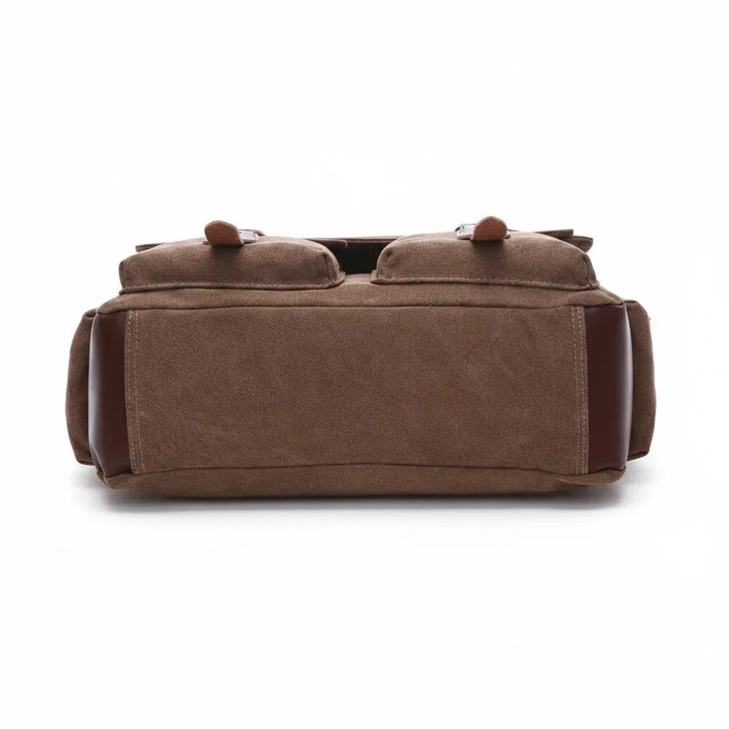Men’s Canvas Messenger Bag - Dual Buckle Flap Work Bag