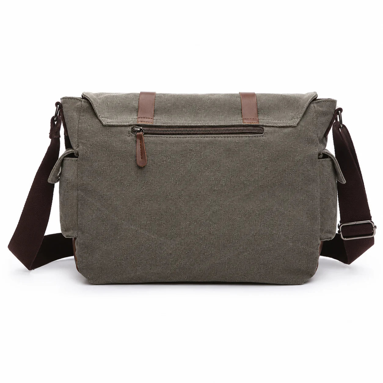 Men’s Canvas Messenger Bag - Dual Buckle Flap Work Bag