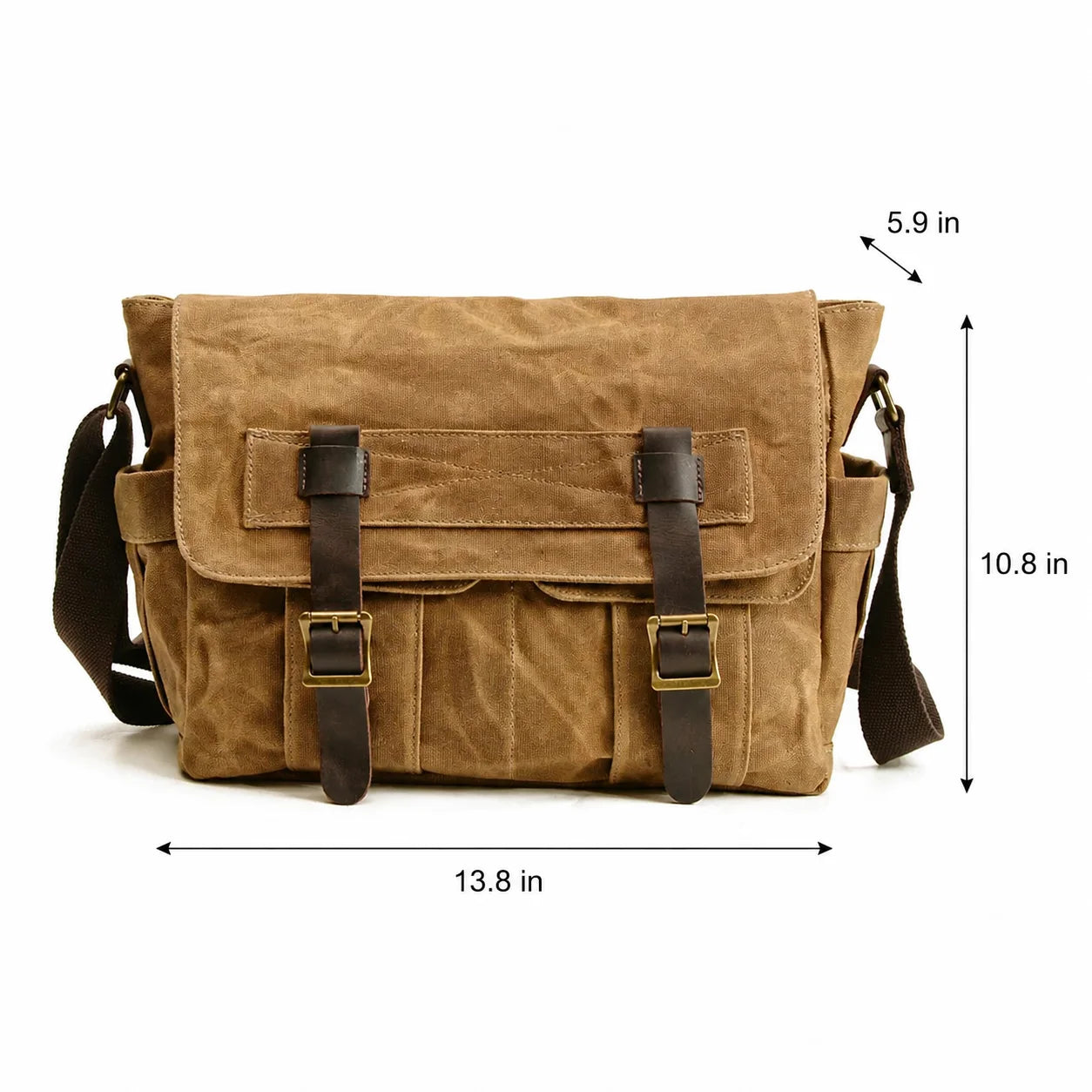 Men’s Canvas Messenger Bag - Dual Buckle Leather Trim