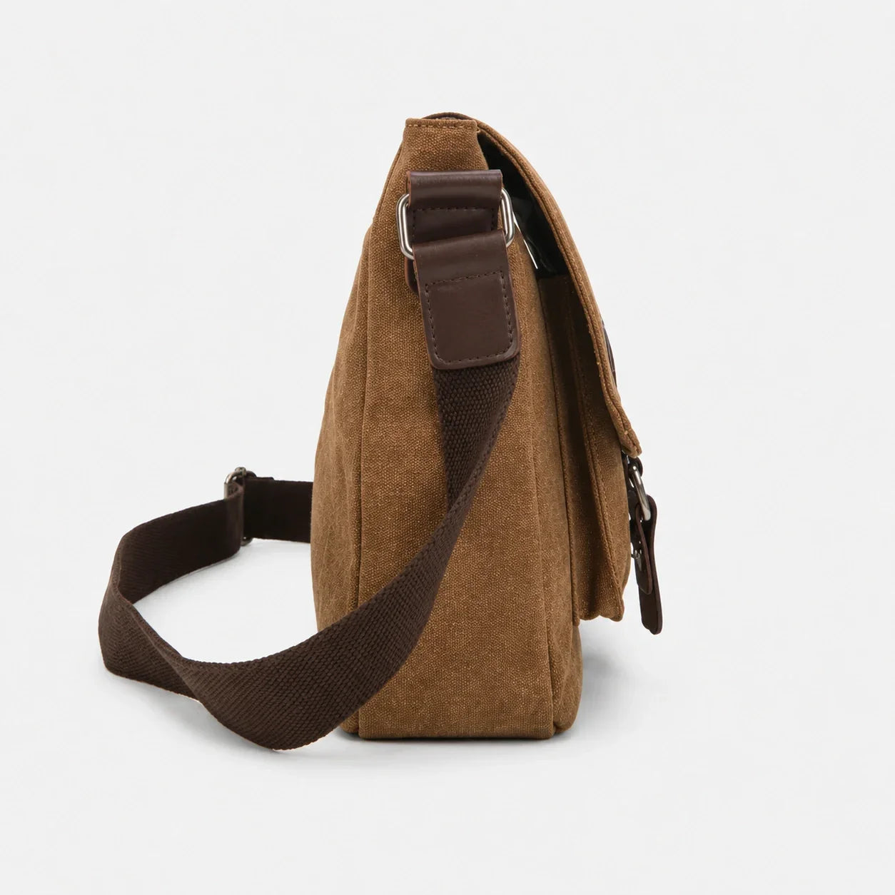 Men’s Canvas Messenger Bag – Flap Work Bag with Front Pockets