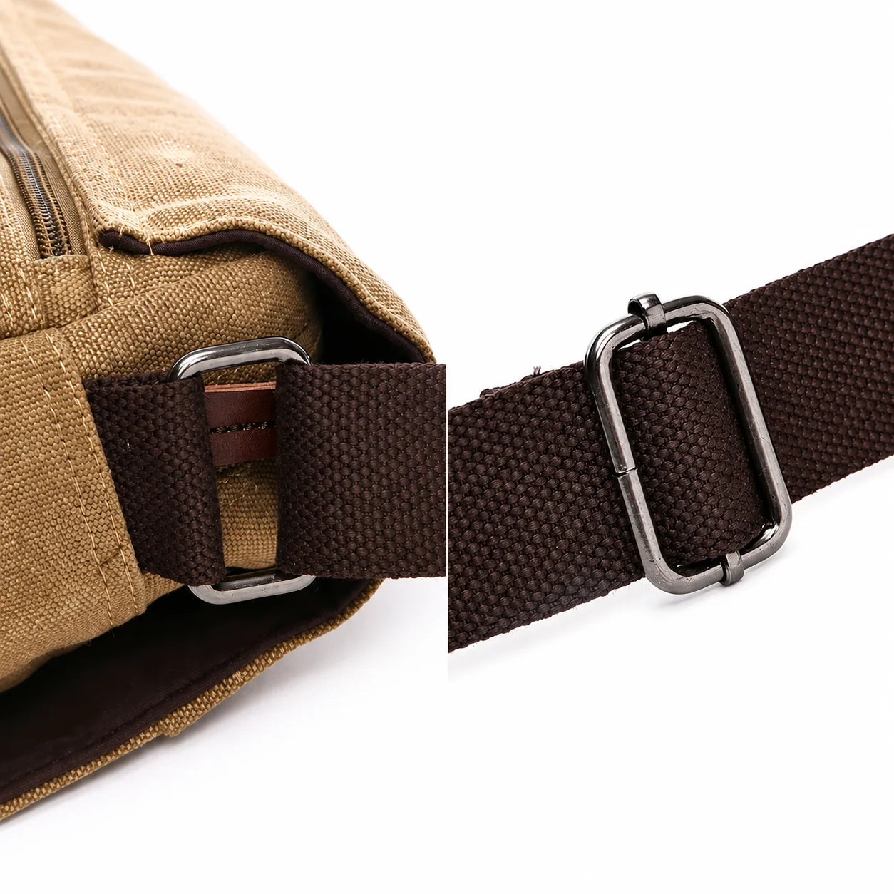 Men’s Canvas Messenger Bag - Large Buckle Flap Satchel