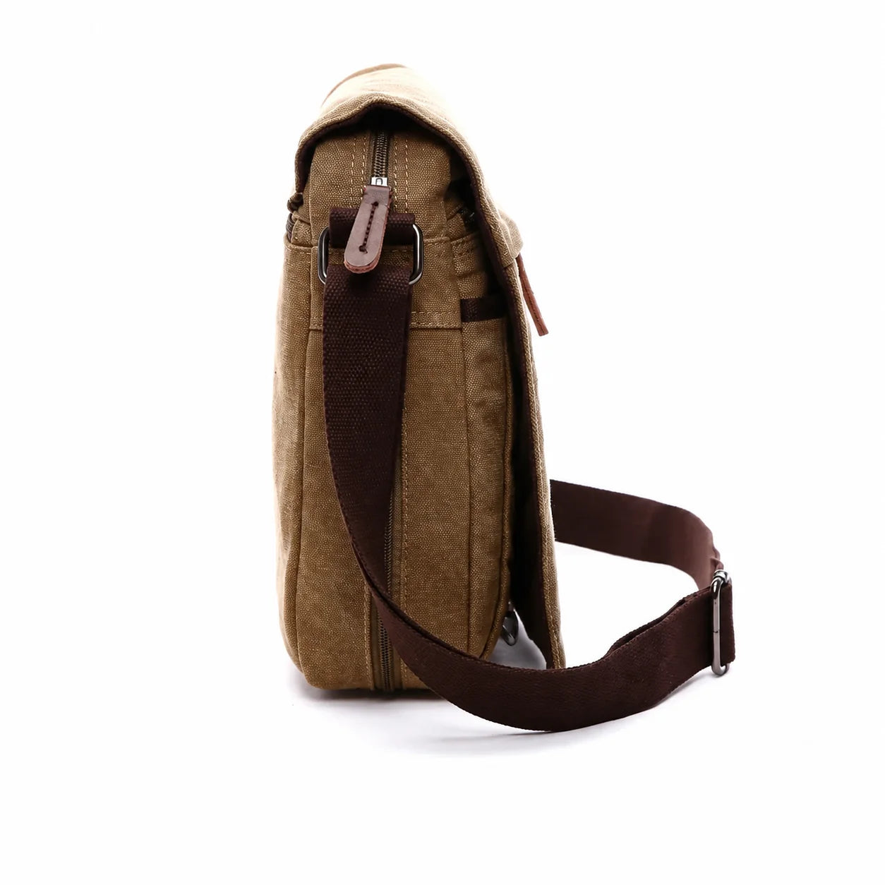 Men’s Canvas Messenger Bag - Large Buckle Flap Satchel