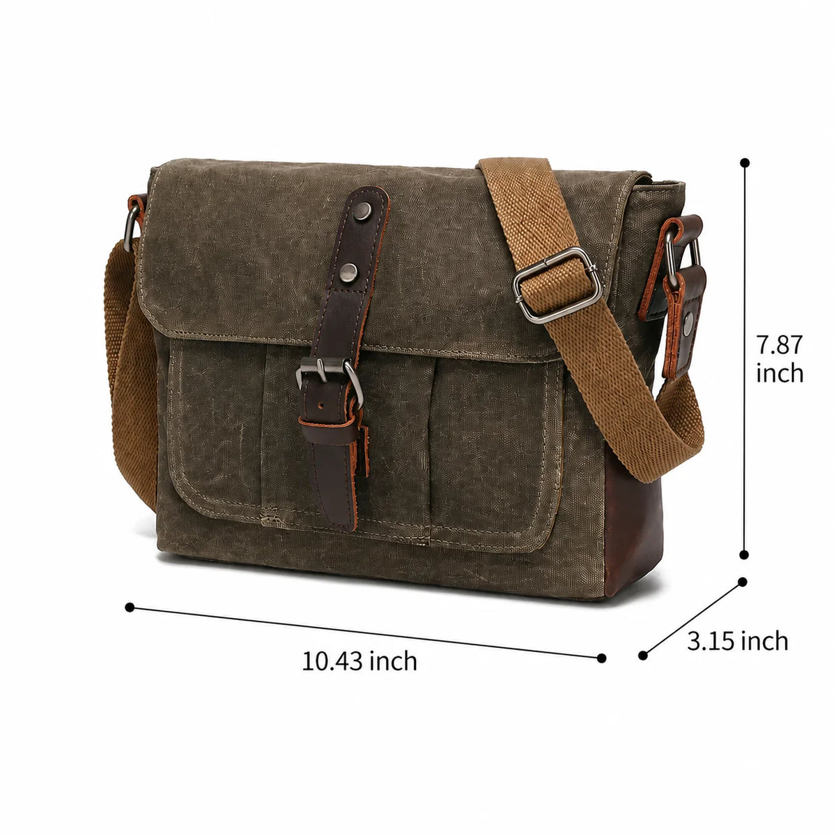 Men’s Canvas Messenger Bag - Leather Trim Crossbody Bag