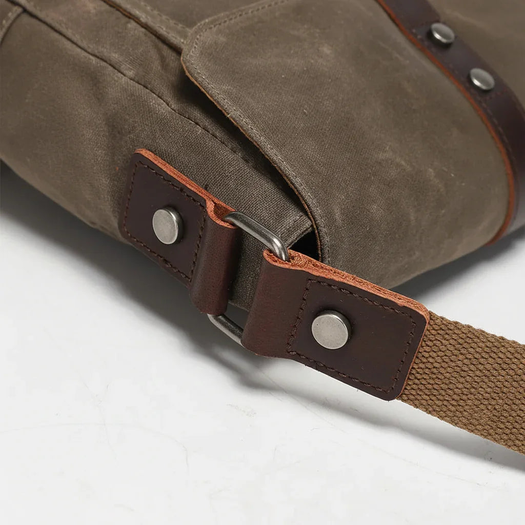 Men’s Canvas Messenger Bag - Leather Trim Crossbody Bag