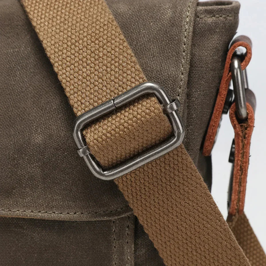 Men’s Canvas Messenger Bag - Leather Trim Crossbody Bag