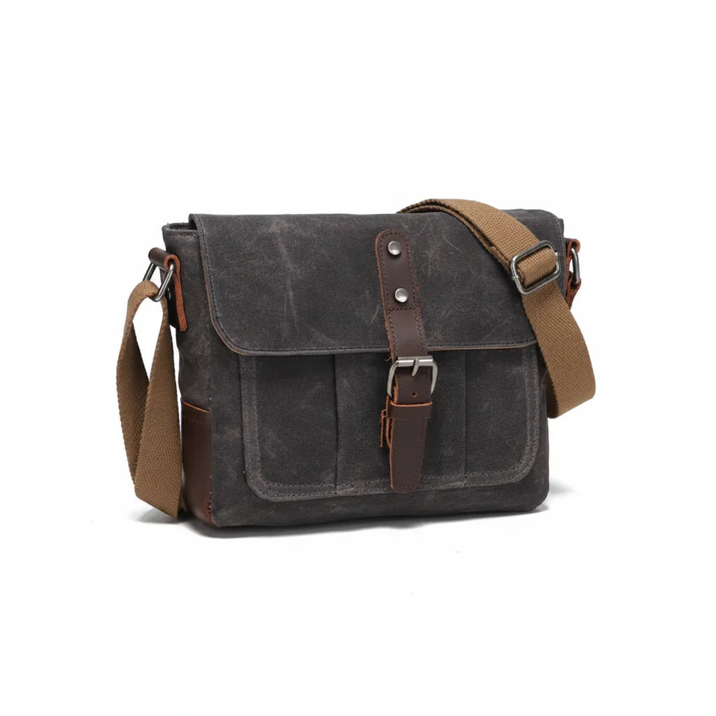 Men’s Canvas Messenger Bag - Leather Trim Crossbody Bag